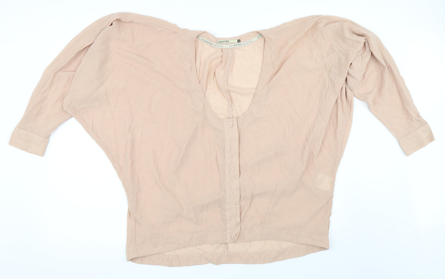 Womens UK Size 14 Crafted Beige Basic Button-Up