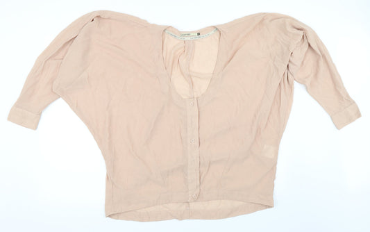 Womens UK Size 14 Crafted Beige Basic Button-Up