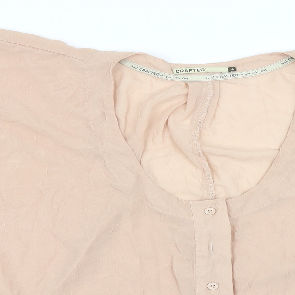 Womens UK Size 14 Crafted Beige Basic Button-Up