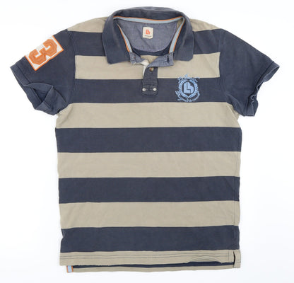 L.Brador Mens Blue Striped   Polo Size M