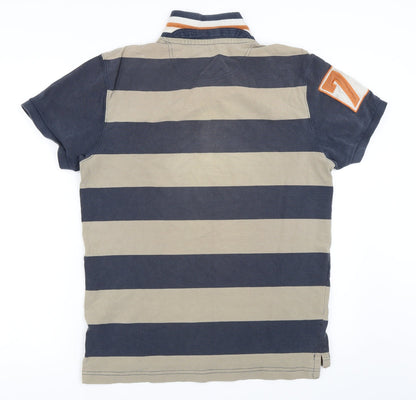 L.Brador Mens Blue Striped   Polo Size M