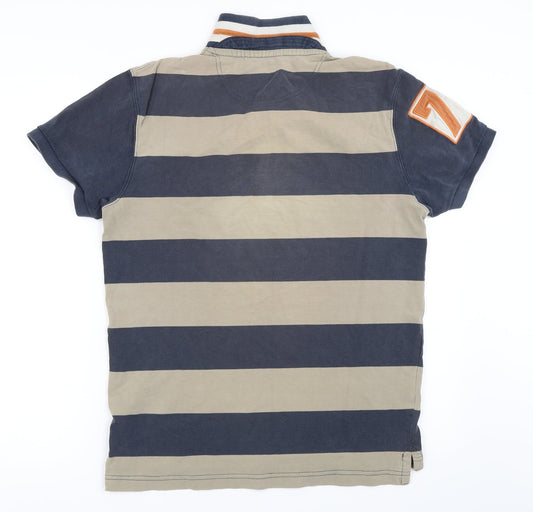L.Brador Mens Blue Striped   Polo Size M