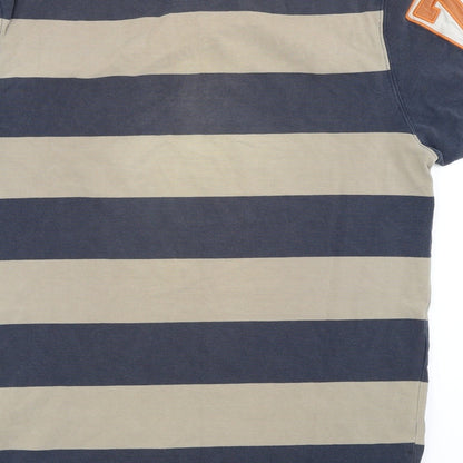 L.Brador Mens Blue Striped   Polo Size M