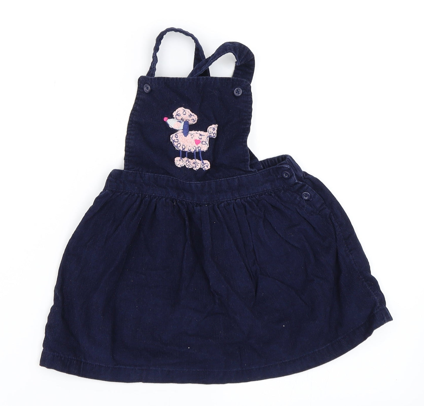 George Girls Blue  Corduroy Pinafore/Dungaree Dress  Size 12-18 Months  - Poodle