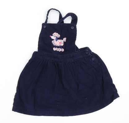 George Girls Blue  Corduroy Pinafore/Dungaree Dress  Size 12-18 Months  - Poodle