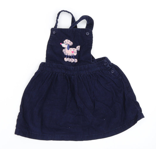 George Girls Blue  Corduroy Pinafore/Dungaree Dress  Size 12-18 Months  - Poodle
