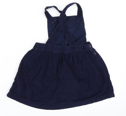George Girls Blue  Corduroy Pinafore/Dungaree Dress  Size 12-18 Months  - Poodle