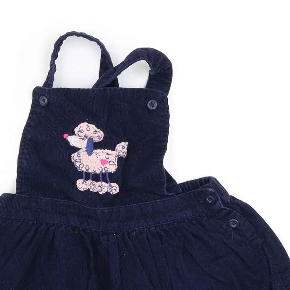 George Girls Blue  Corduroy Pinafore/Dungaree Dress  Size 12-18 Months  - Poodle
