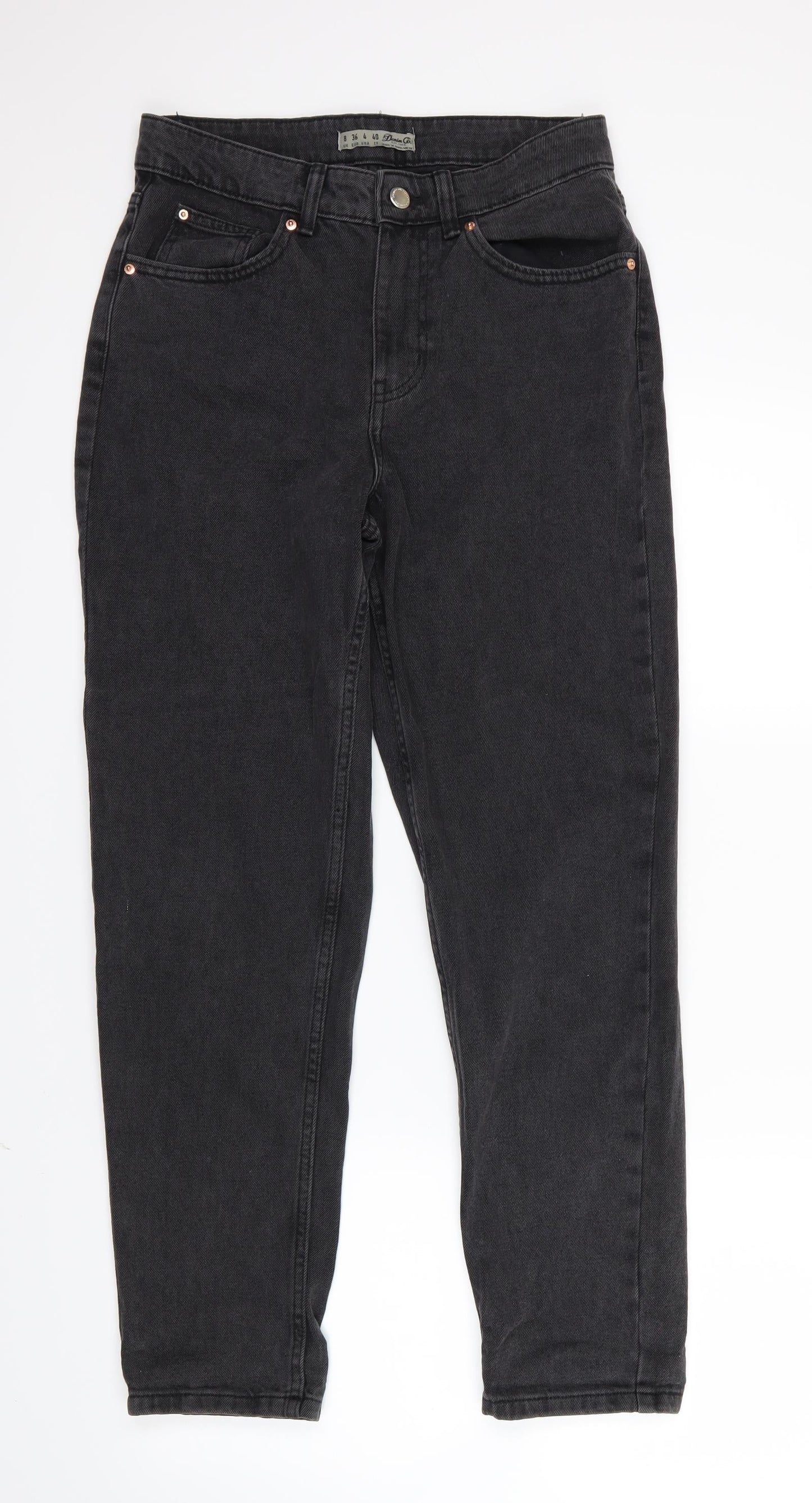 Denim Co. Womens Black  Denim Straight Jeans Size 8 L28 in
