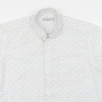 Mens UK Size M Cedar Wood State White  Button-Up Short Sleeve Casual Shirt