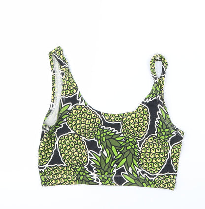 Divided by H&M Womens Green Geometric  Cropped T-Shirt Size 6  - Pineapples