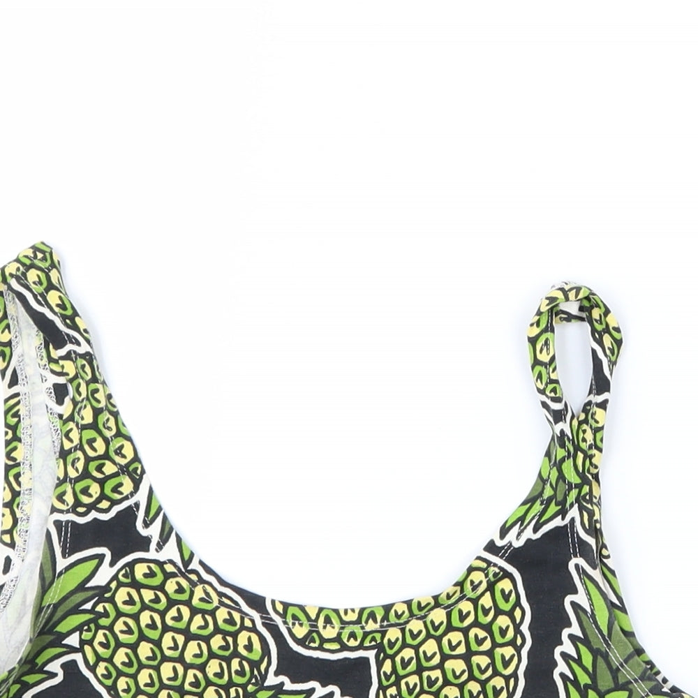 Divided by H&M Womens Green Geometric  Cropped T-Shirt Size 6  - Pineapples