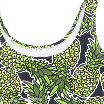 Divided by H&M Womens Green Geometric  Cropped T-Shirt Size 6  - Pineapples
