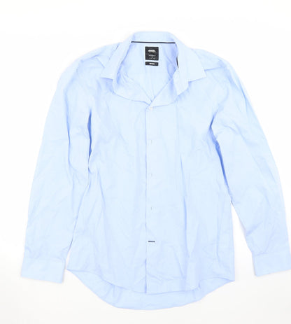 Mens UK Size 15.5 Burton Blue  Button-Up Long Sleeve Casual Shirt