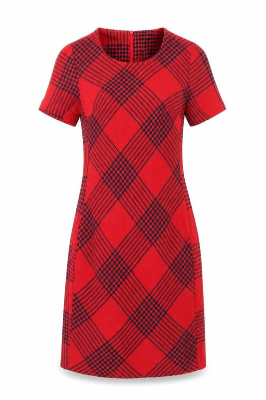 Front view of Collection London women’s red rayon a-line, size UK 8