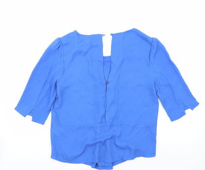 Womens UK Size 10 Louche Blue Basic Blouse