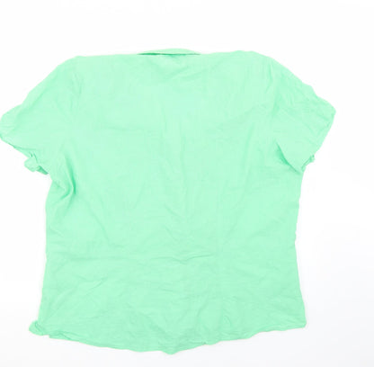 Womens UK Size 22 Canda Green Basic Button-Up