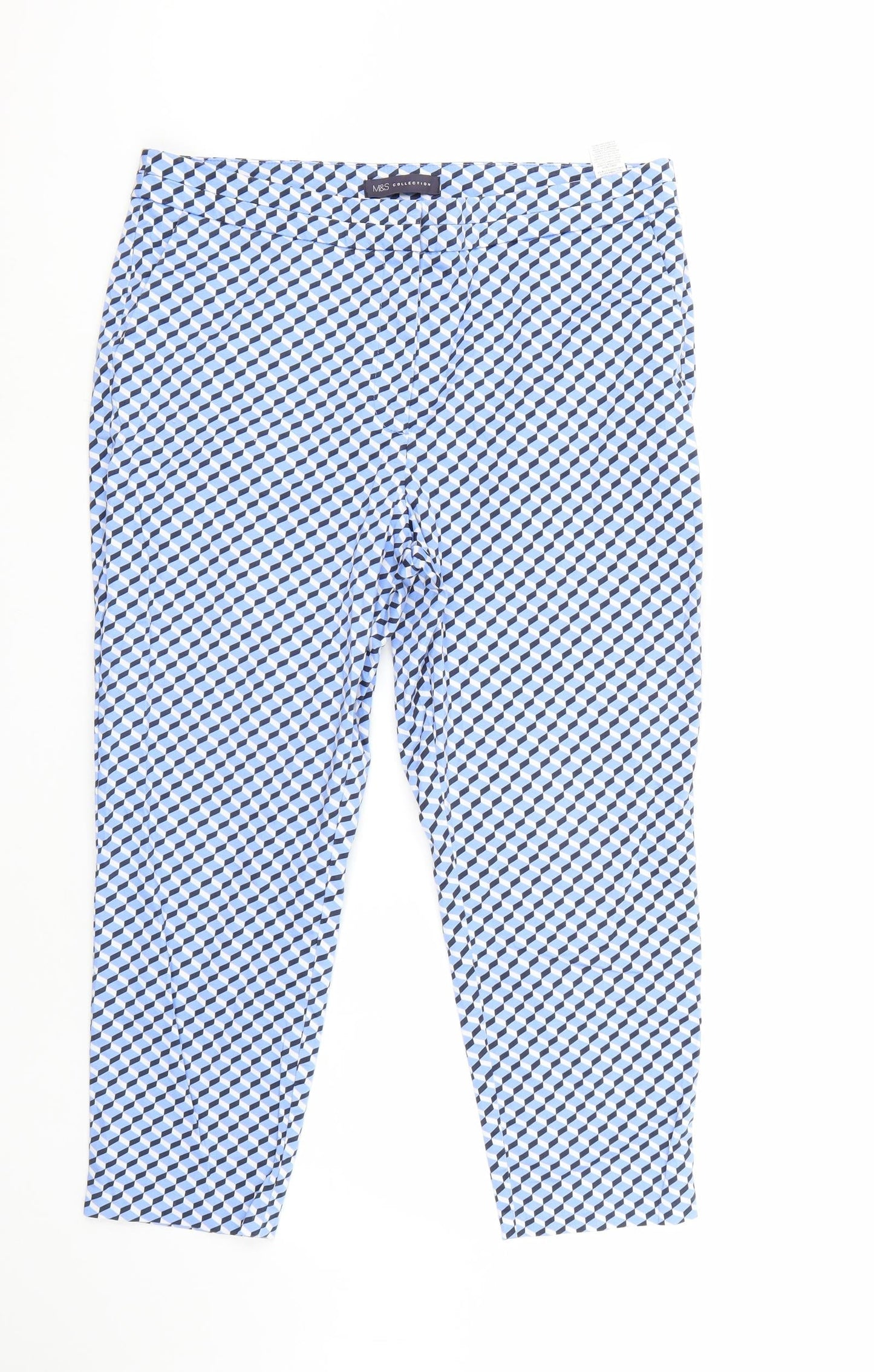 Womens UK Size 14 Marks and Spencer Regular Fit  Blue Trousers