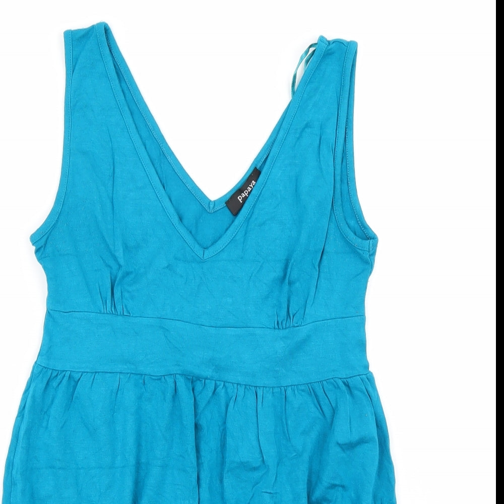 Womens UK Size 12 Papaya Blue Basic Tank