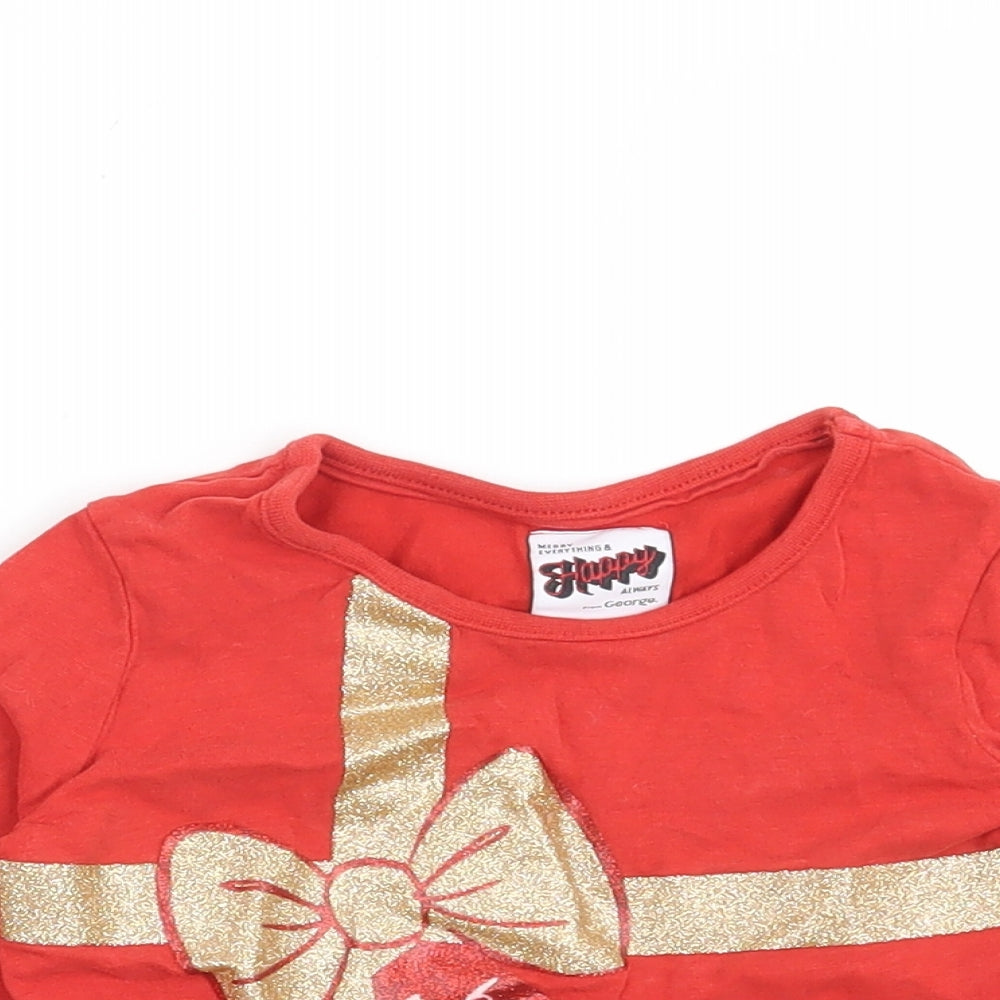 George Girls Red   Basic T-Shirt Size 12-18 Months  - Christmas Best Present Ever