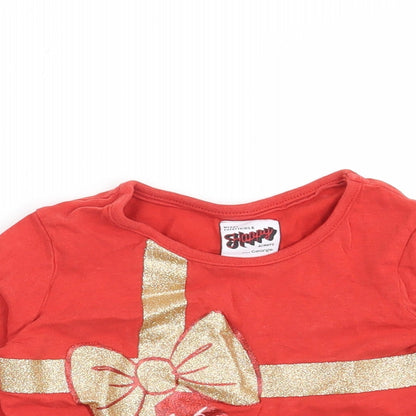 George Girls Red   Basic T-Shirt Size 12-18 Months  - Christmas Best Present Ever