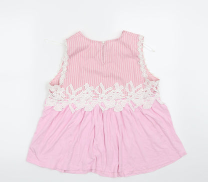 Savida Womens Pink Striped  Basic Blouse Size S