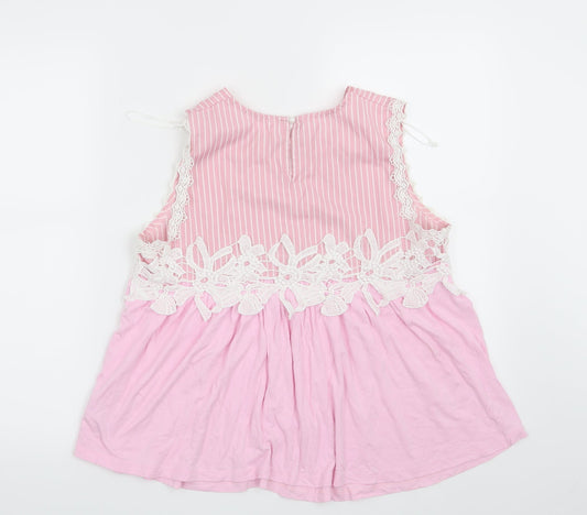 Savida Womens Pink Striped  Basic Blouse Size S