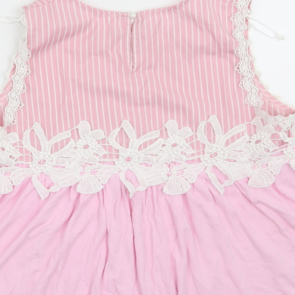 Savida Womens Pink Striped  Basic Blouse Size S