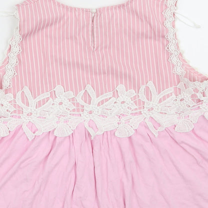 Savida Womens Pink Striped  Basic Blouse Size S