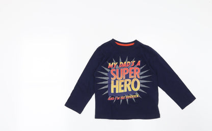 Rebel Boys Blue   Basic T-Shirt Size 3-4 Years  - My Dad's a Superhero and I'm his sidekick