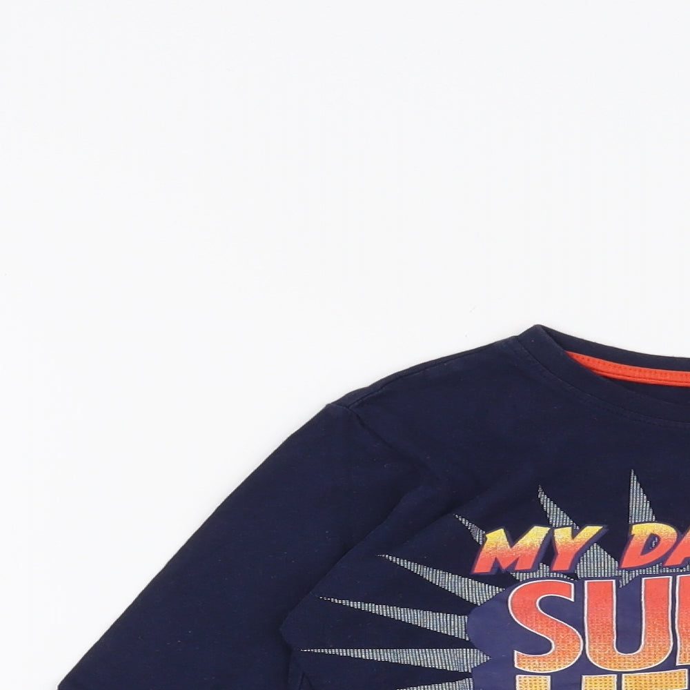 Rebel Boys Blue   Basic T-Shirt Size 3-4 Years  - My Dad's a Superhero and I'm his sidekick
