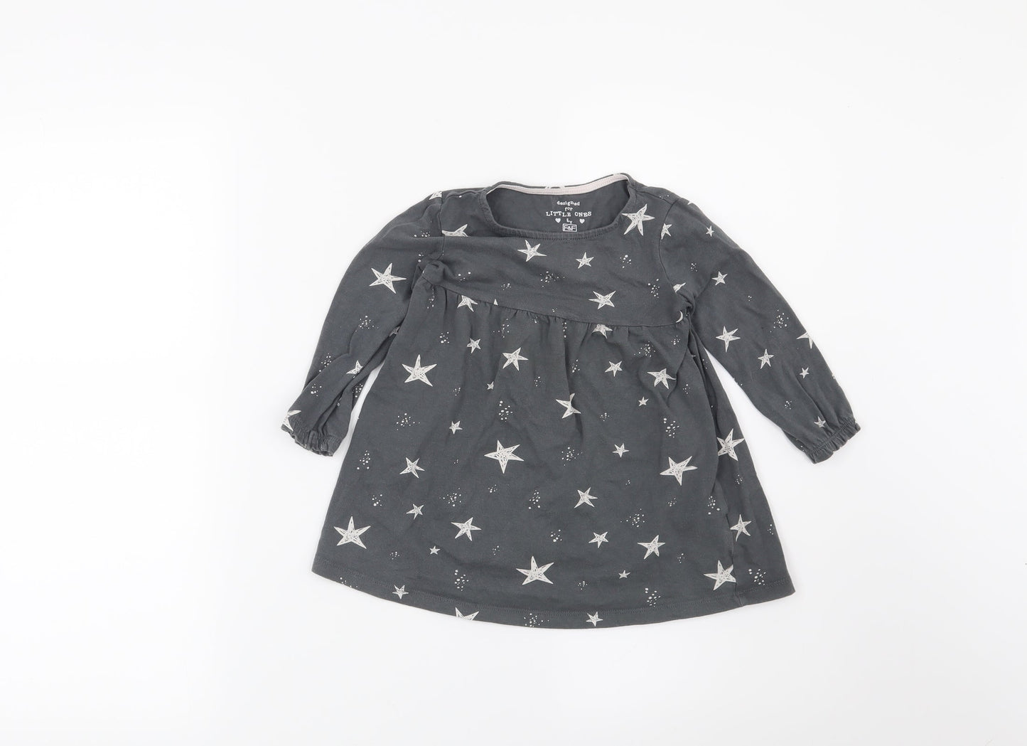 F&F Girls Grey   T-Shirt Dress  Size 12-18 Months  - Stars
