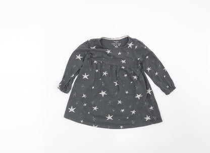 F&F Girls Grey   T-Shirt Dress  Size 12-18 Months  - Stars