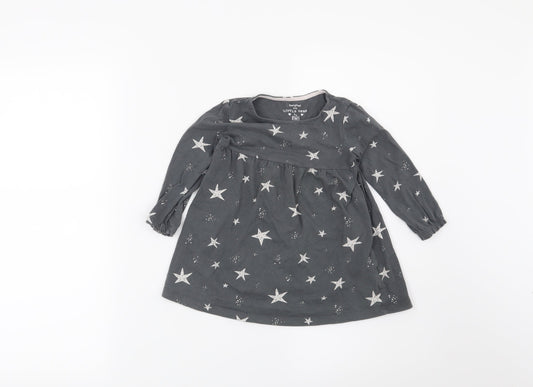 F&F Girls Grey   T-Shirt Dress  Size 12-18 Months  - Stars