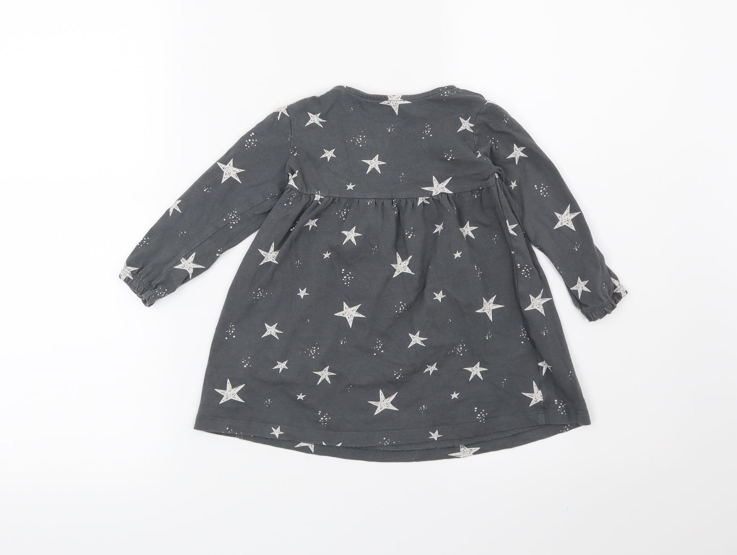 F&F Girls Grey   T-Shirt Dress  Size 12-18 Months  - Stars