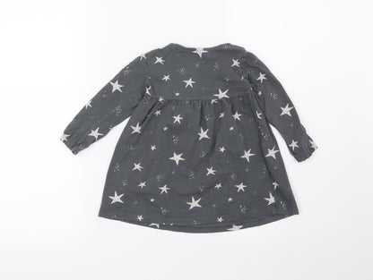 F&F Girls Grey   T-Shirt Dress  Size 12-18 Months  - Stars