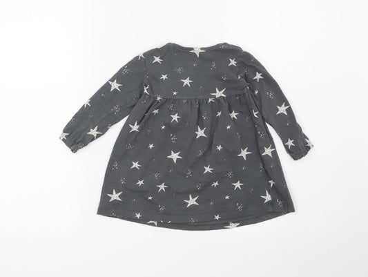 F&F Girls Grey   T-Shirt Dress  Size 12-18 Months  - Stars