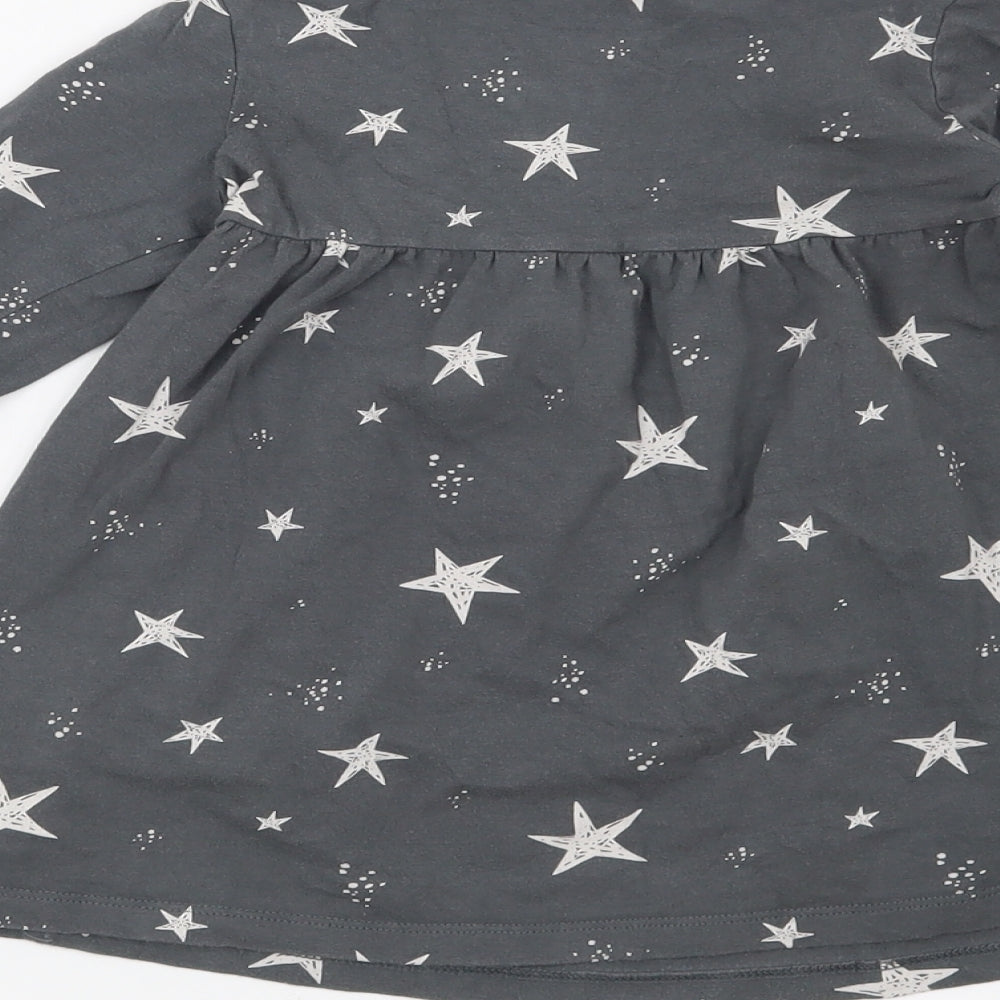 F&F Girls Grey   T-Shirt Dress  Size 12-18 Months  - Stars