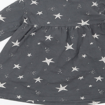 F&F Girls Grey   T-Shirt Dress  Size 12-18 Months  - Stars
