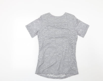 Womens UK Size 8 Preworn Grey Basic Blouse