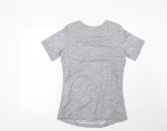 Womens UK Size 8 Preworn Grey Basic Blouse