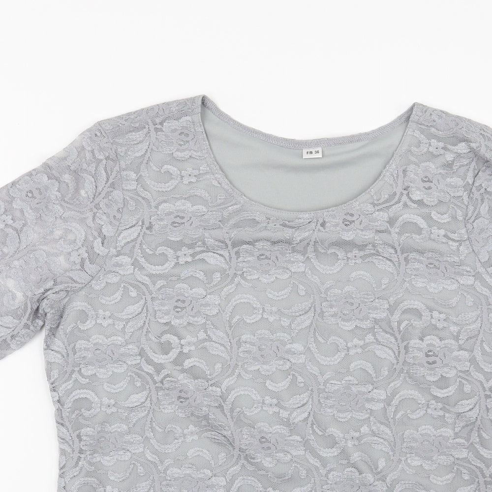 Womens UK Size 8 Preworn Grey Basic Blouse