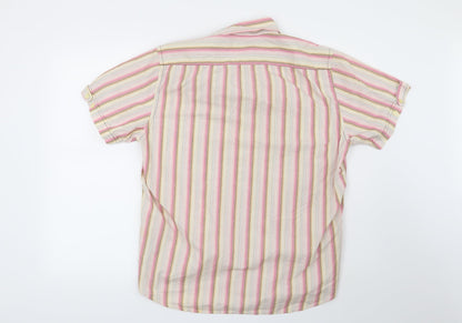 Duck and Cover Mens Pink Striped   Button-Up Size L