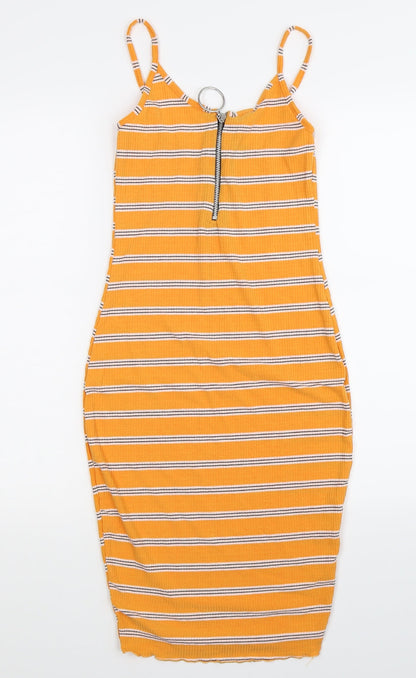 Select Womens Yellow Striped  Bodycon  Size 8