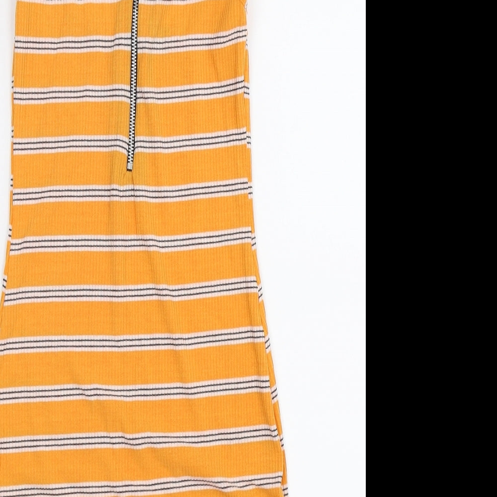 Select Womens Yellow Striped  Bodycon  Size 8