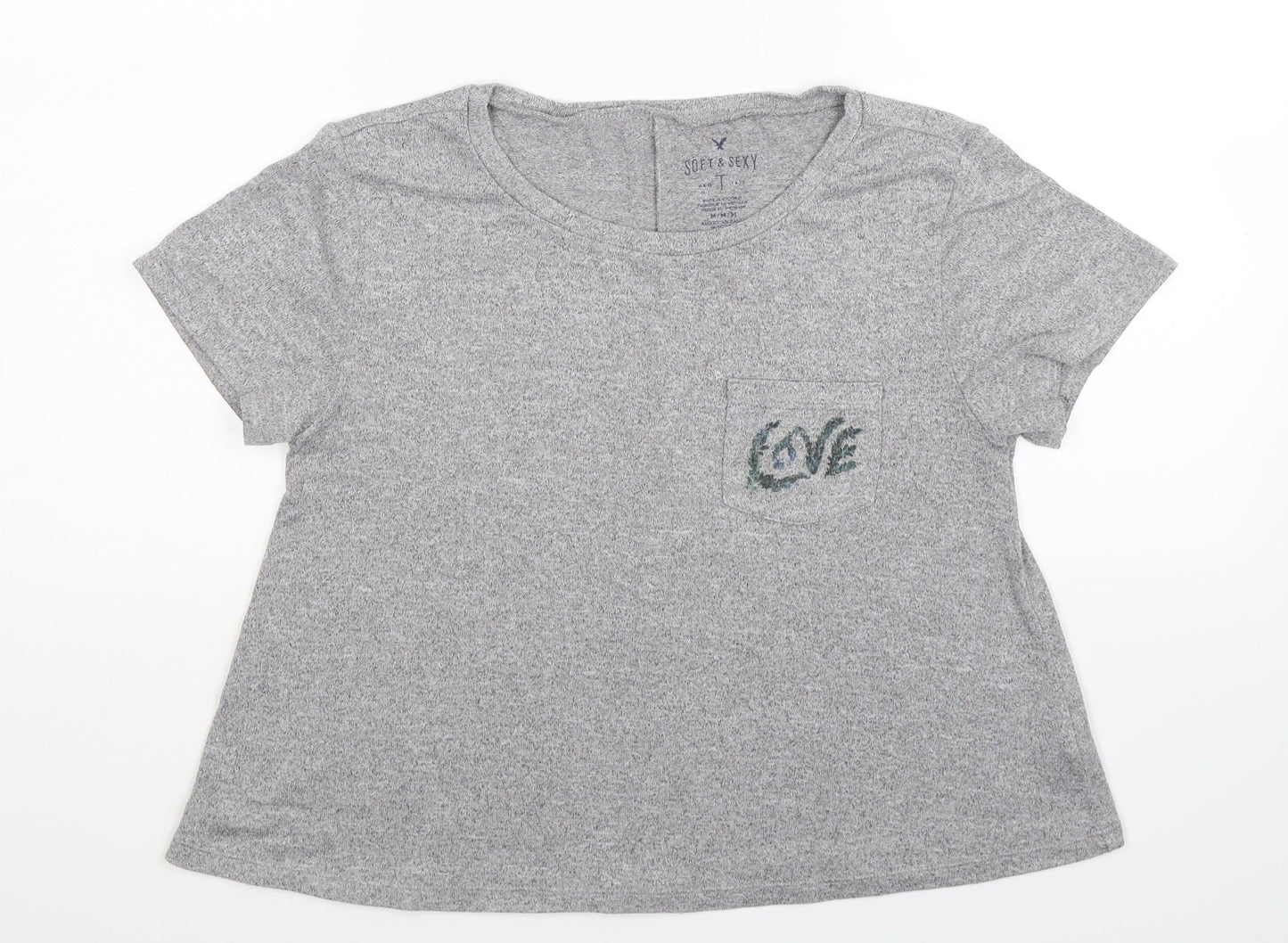 Womens UK Size M American Eagle Outfitters Grey Basic T-Shirt