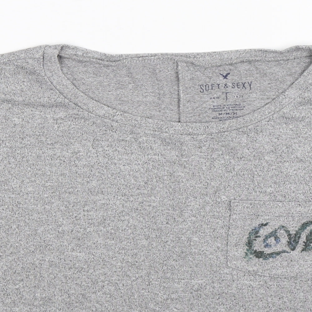 Womens UK Size M American Eagle Outfitters Grey Basic T-Shirt
