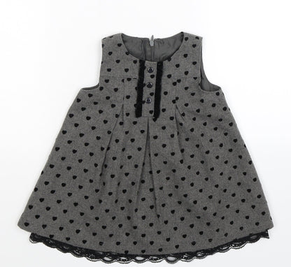 Dunnes Stores Girls Grey Polka Dot  Fit & Flare  Size 6-9 Months