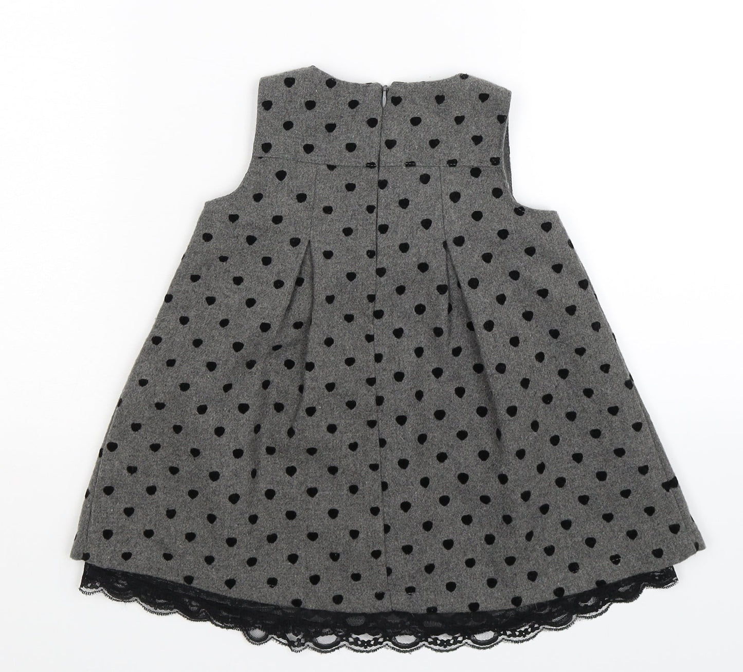 Dunnes Stores Girls Grey Polka Dot  Fit & Flare  Size 6-9 Months