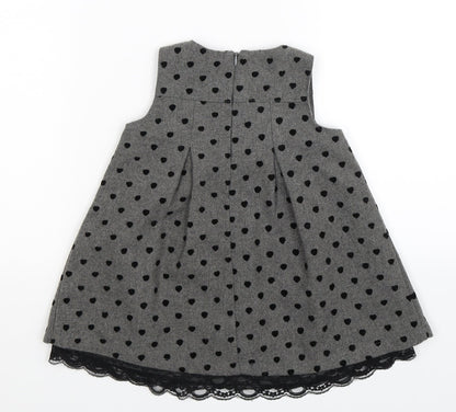Dunnes Stores Girls Grey Polka Dot  Fit & Flare  Size 6-9 Months